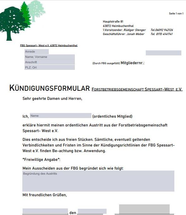 Kündigungsformular